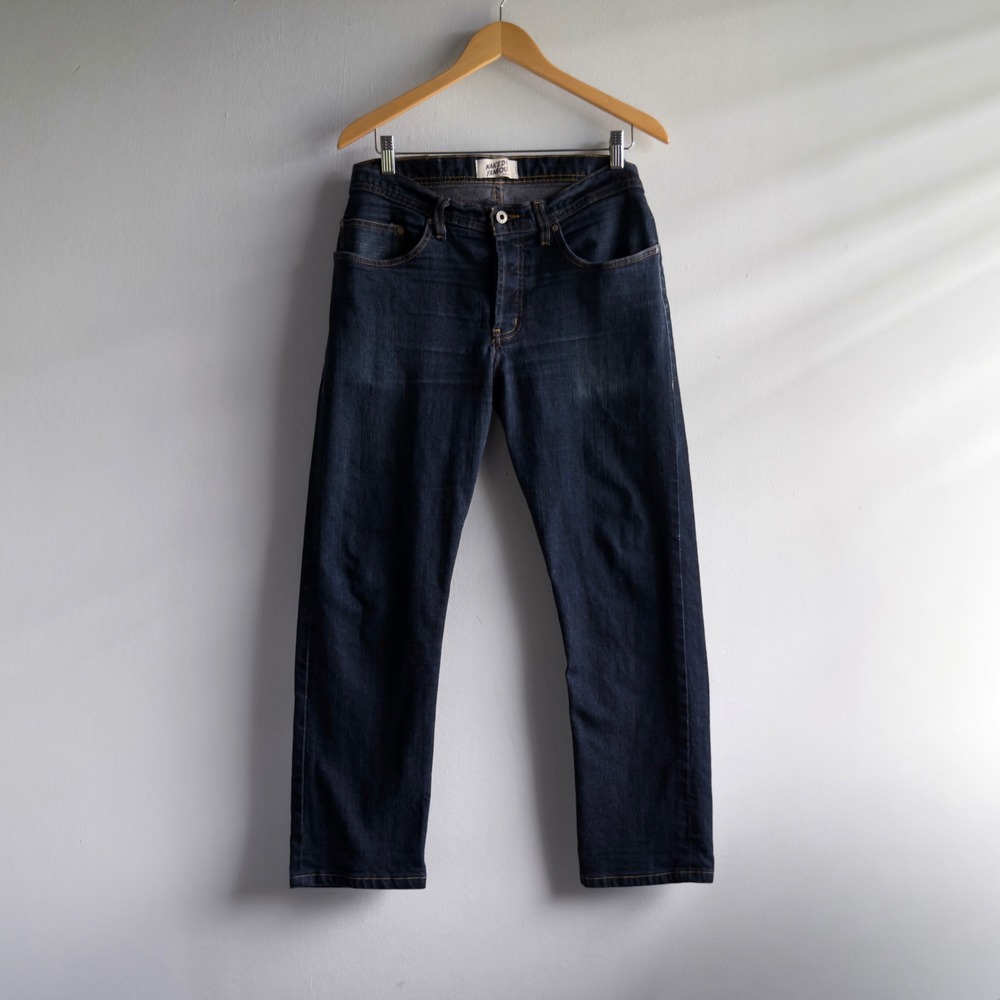 Naked & Famous Weird Guy Deep Indigo Stretch Selvedge Jeans Mens 31 Dark Wash
